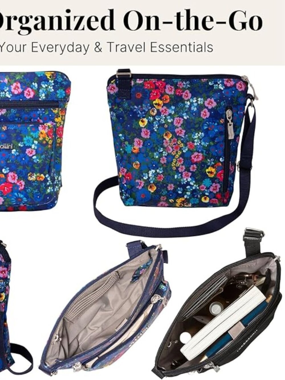 Baggallini Flower Market Pocket Crossbody With RFID/NWT - Picture 12 of 16